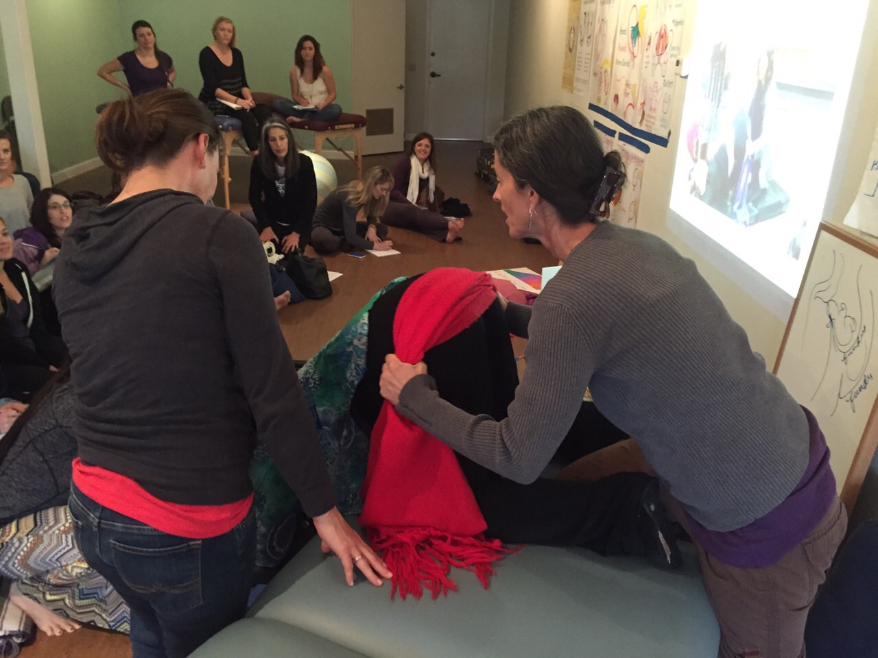 Shake the Apples in Forward-leaning Inversion with a rebozo
