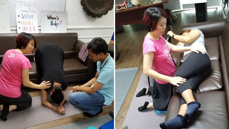 Doula Cheryl teaching Spinning Babies Parent Class