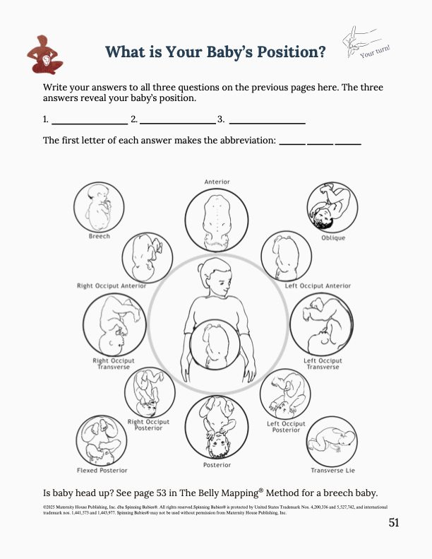 Spinning Babies Spinning Babies® website helps birthing parents and their providers have an easier birth with the baby in any position. Visit our Baby Positions for more in depth resources to activate your birth physiology.